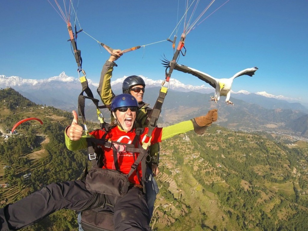 Paragliding together in Georgia